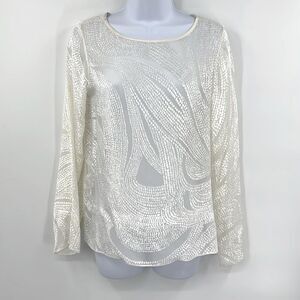 Peter Cohen 100% Silk Blouse Stunning Sheer Top Sz M‎